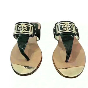 ISOLA Black Patent Leather Thong Sandals -Women’s | Size 6.5M